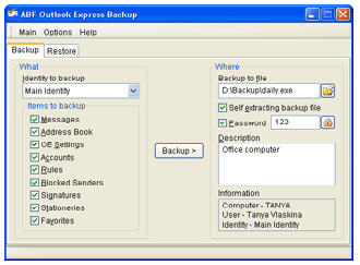 Gem ABF Outlook Express Backup