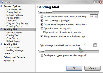 pocomail split messages