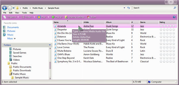 Vista Music Folder