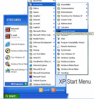 windows start menu tabbing